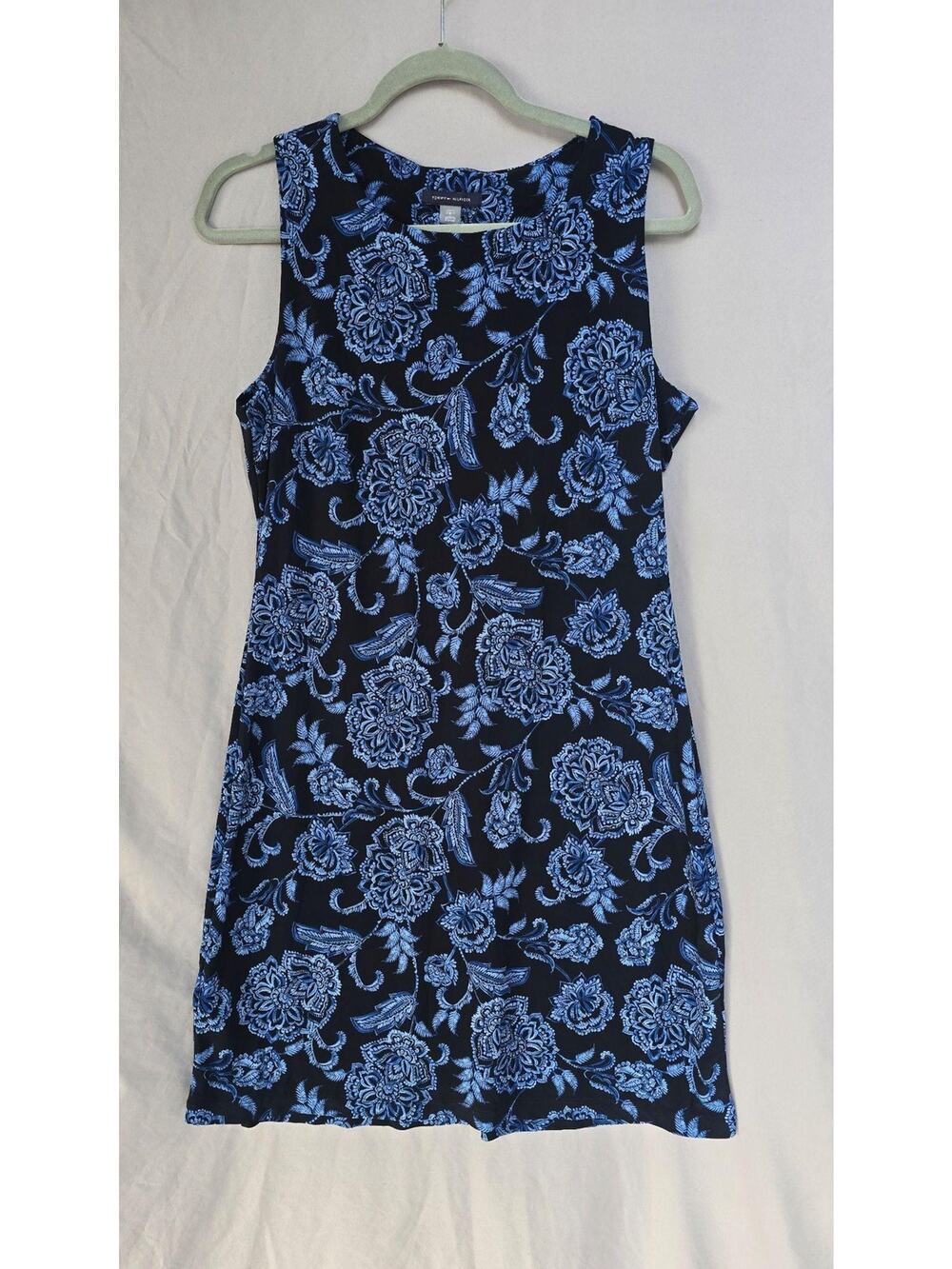 Tommy Hilfiger Dress Womens 6 Blue Floral Sleeveless Shift Stretch Jersey Mini